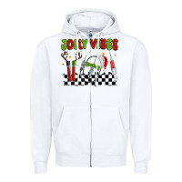 White jolly vibes Zipper Hoodie - MaliasSmallBusiness