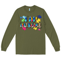 Army Green i am ausome Long Sleeve Tee - JahusDesignShop