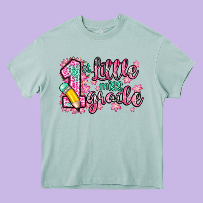 Little Miss 1st Grade Heavy Core Tee Designed By Zillion Design Studio