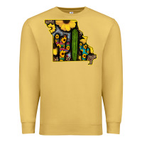 Antique Gold Western Missouri Map Sunflower And Cactus Pattern Premium Sweatshirt - Bettercallsaul