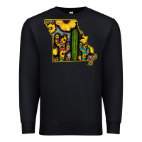 Black Western Missouri Map Sunflower And Cactus Pattern Premium Sweatshirt - Bettercallsaul