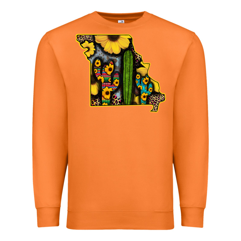 Western Missouri Map Sunflower And Cactus Pattern Premium Sweatshirt by Bettercallsaul | Teevron