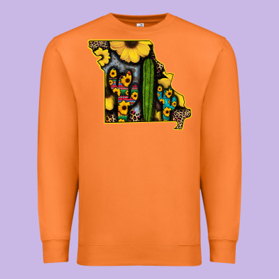 Western Missouri Map Sunflower And Cactus Pattern Premium Sweatshirt Designed By Bettercallsaul