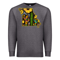 Charcoal Heather Western Missouri Map Sunflower And Cactus Pattern Premium Sweatshirt - Bettercallsaul