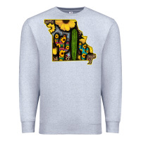 Heather Grey Western Missouri Map Sunflower And Cactus Pattern Premium Sweatshirt - Bettercallsaul