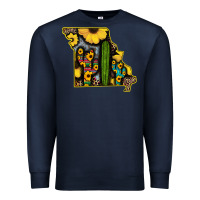 Navy Western Missouri Map Sunflower And Cactus Pattern Premium Sweatshirt - Bettercallsaul