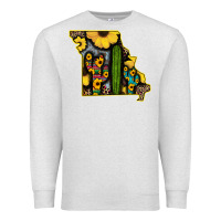 Oatmeal Heather Western Missouri Map Sunflower And Cactus Pattern Premium Sweatshirt - Bettercallsaul