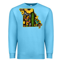 Ocean Blue Western Missouri Map Sunflower And Cactus Pattern Premium Sweatshirt - Bettercallsaul