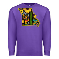 Purple Western Missouri Map Sunflower And Cactus Pattern Premium Sweatshirt - Bettercallsaul