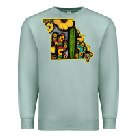 Seafoam Western Missouri Map Sunflower And Cactus Pattern Premium Sweatshirt - Bettercallsaul