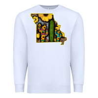 White Western Missouri Map Sunflower And Cactus Pattern Premium Sweatshirt - Bettercallsaul