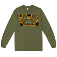 Army Green Sunflower Leopard Mama Tried Long Sleeve Tee - Jasminsmagicworld
