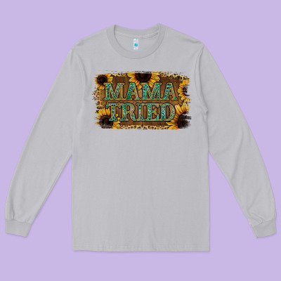 Sunflower Leopard Mama Tried Long Sleeve Tee Designed By Jasminsmagicworld