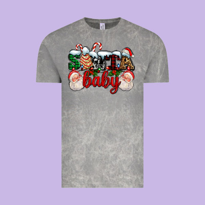 Santa Baby With Santa And Christmas Tree Cake Vintage Tee Designed By Adodesignshop