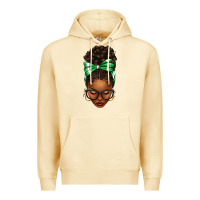 Pina Colada Afro Messy Bun Green and White Bow Premium Hoodie - texasbilliewilder