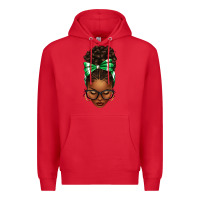 Red Afro Messy Bun Green and White Bow Premium Hoodie - texasbilliewilder