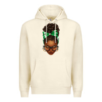 Sandshell Afro Messy Bun Green and White Bow Premium Hoodie - texasbilliewilder