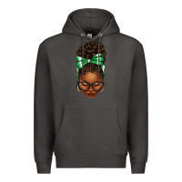Smoke Afro Messy Bun Green and White Bow Premium Hoodie - texasbilliewilder