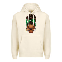 Tofu Afro Messy Bun Green and White Bow Premium Hoodie - texasbilliewilder
