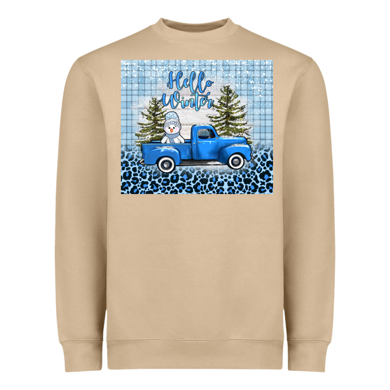 Hello Winter Snowman Truck Heavyweight Sweatshirt by AdoDesignShop | Teevron