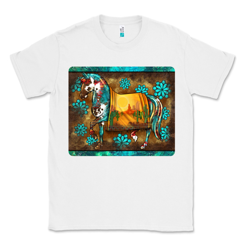 Western Horse Sunset Turquoise's Gemstones Mousepad Classic Tee by BarkalooDesign | Teevron