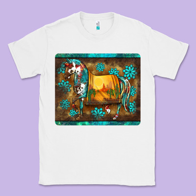 Western Horse Sunset Turquoise's Gemstones Mousepad Classic Tee Designed By Barkaloodesign