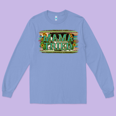 Cowhide Serappe Sunflower Mama Tried Long Sleeve Tee Designed By Jasminsmagicworld