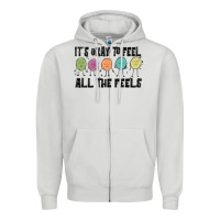 Dove Grey ıt's okay to feel all the feels Zipper Hoodie - MaliasSmallBusiness