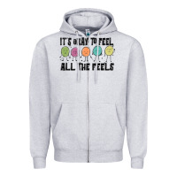 Heather Grey ıt's okay to feel all the feels Zipper Hoodie - MaliasSmallBusiness
