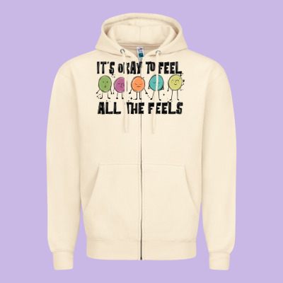 ıt's Okay To Feel All The Feels Zipper Hoodie Designed By Maliassmallbusiness