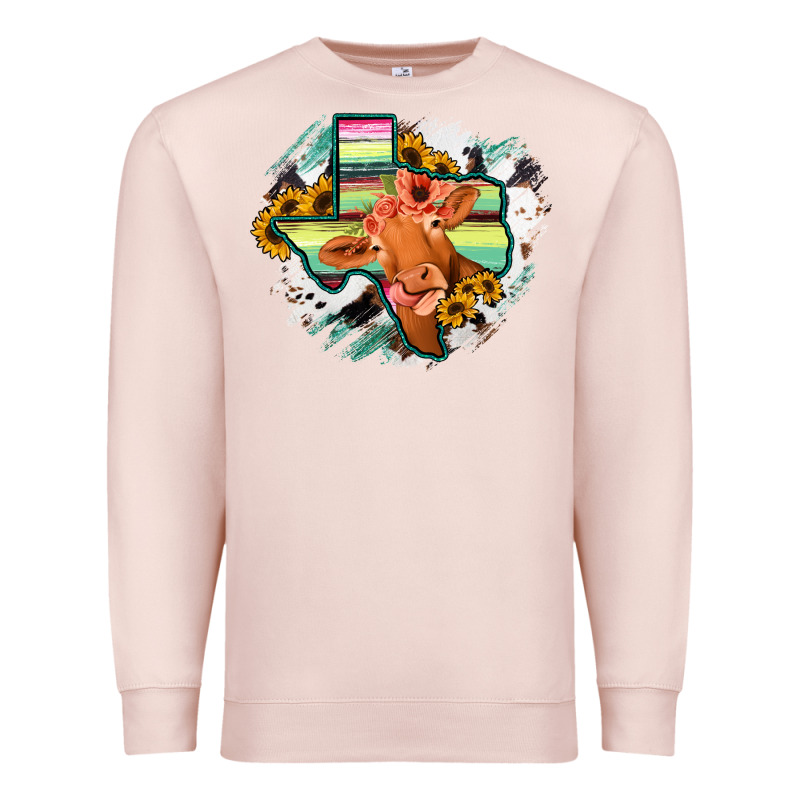 Western Texas Flag Cow Portrarit Premium Sweatshirt by Bettercallsaul | Teevron