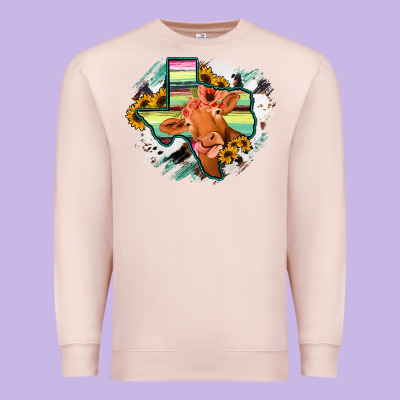 Western Texas Flag Cow Portrarit Premium Sweatshirt Designed By Bettercallsaul