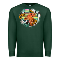 Sports Green Western Texas Flag Cow Portrarit Premium Sweatshirt - Bettercallsaul