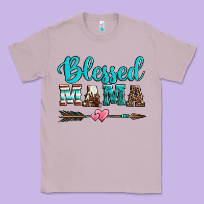 Blessed Mama Serape Cowhide Turquoise Classic Tee Designed By Jasminsmagicworld