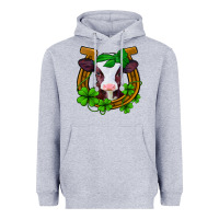 Heather Grey lucky horseshoe 4 leaf clover baby calf Heavyweight Hoodie - Jasminsmagicworld