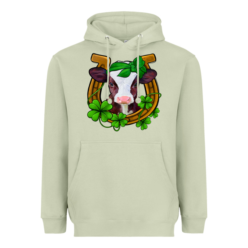 Lucky Horseshoe 4 Leaf Clover Baby Calf Heavyweight Hoodie by Jasminsmagicworld | Teevron