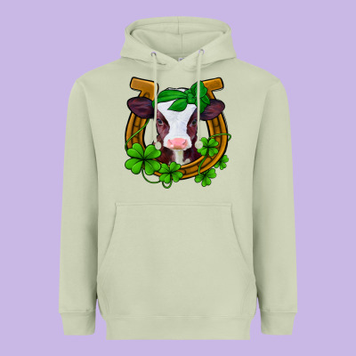 Lucky Horseshoe 4 Leaf Clover Baby Calf Heavyweight Hoodie Designed By Jasminsmagicworld