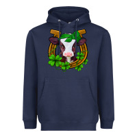 Navy lucky horseshoe 4 leaf clover baby calf Heavyweight Hoodie - Jasminsmagicworld