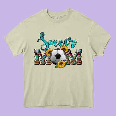 Western Leopard Cowhide Sunflowers  Glitter Mom Soccer Heavy Core Tee Designed By Artiststas