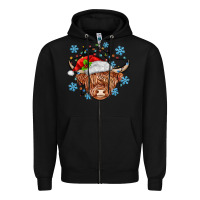 Black christmas cow Zipper Hoodie - MaliasSmallBusiness
