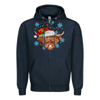 Navy christmas cow Zipper Hoodie - MaliasSmallBusiness