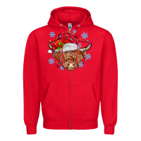 Red christmas cow Zipper Hoodie - MaliasSmallBusiness