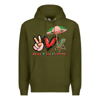 Army Green Peace love summer Premium Hoodie - NancyCooperArtShop