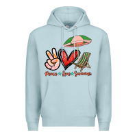 Blue Mist Peace love summer Premium Hoodie - NancyCooperArtShop