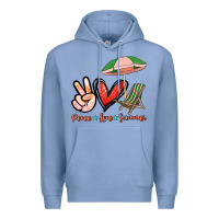 Colony Blue Peace love summer Premium Hoodie - NancyCooperArtShop