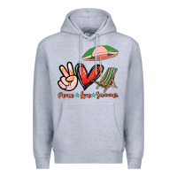 Heather Grey Peace love summer Premium Hoodie - NancyCooperArtShop