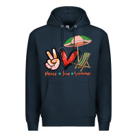 Navy Peace love summer Premium Hoodie - NancyCooperArtShop