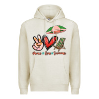 Oatmeal Heather Peace love summer Premium Hoodie - NancyCooperArtShop