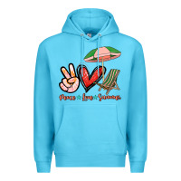 Ocean Blue Peace love summer Premium Hoodie - NancyCooperArtShop