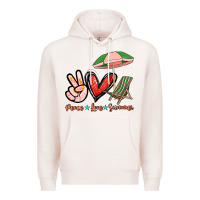 Pale Pink Peace love summer Premium Hoodie - NancyCooperArtShop